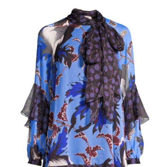 Diane von Furstenberg Effie Floral Silk Shift Dress, SZ L - Picture 2 of 15